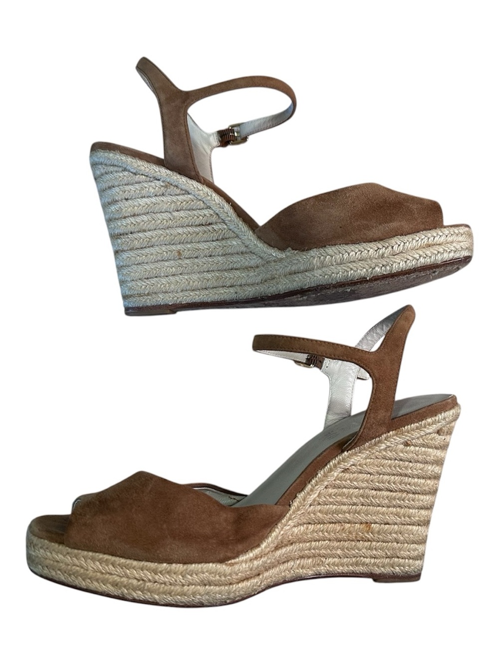 Michael Kors Brown Suede Espadrille Wedge Sandals